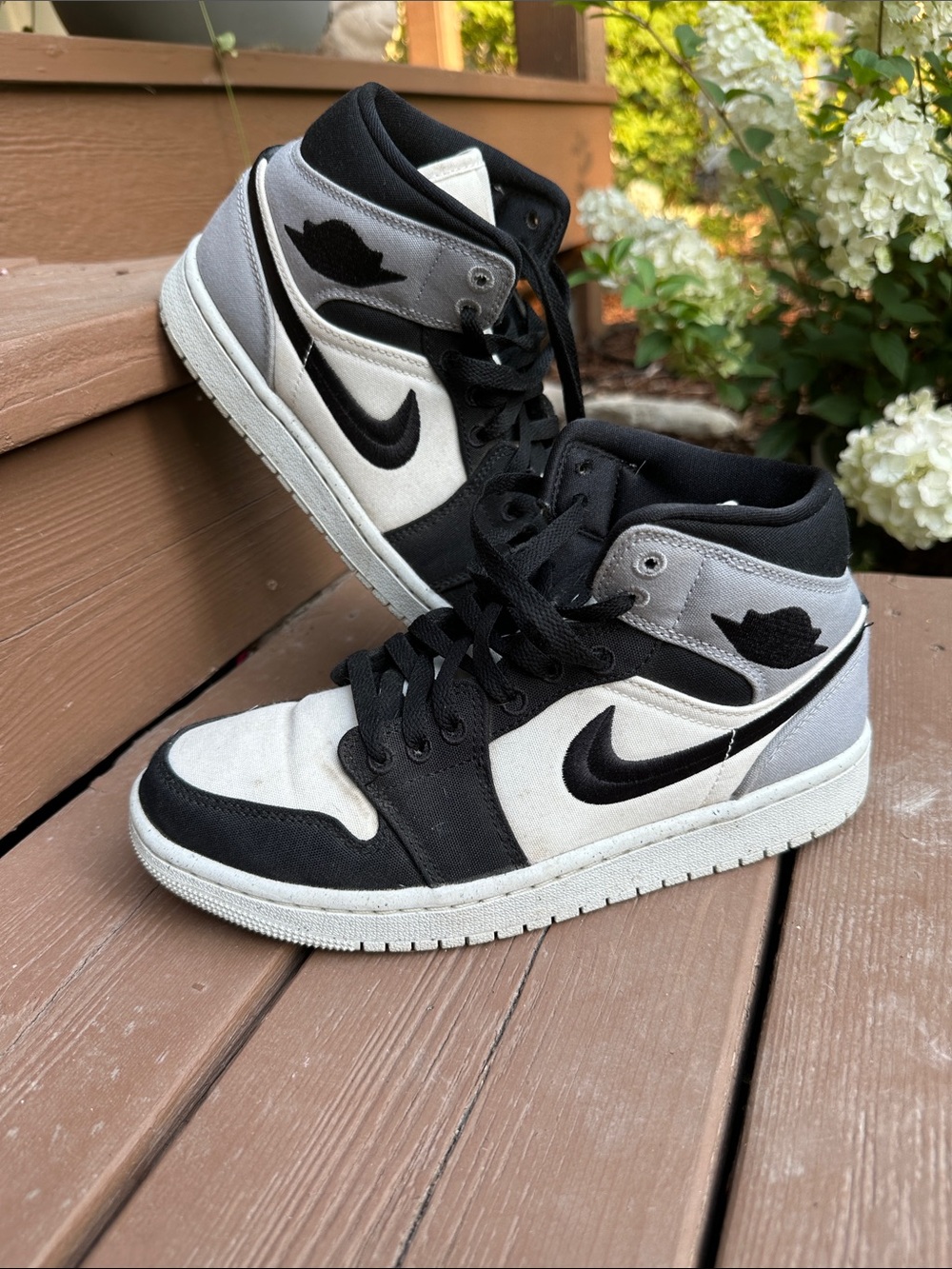Nike Air Jordan 1 Mid — Black, White & Gray